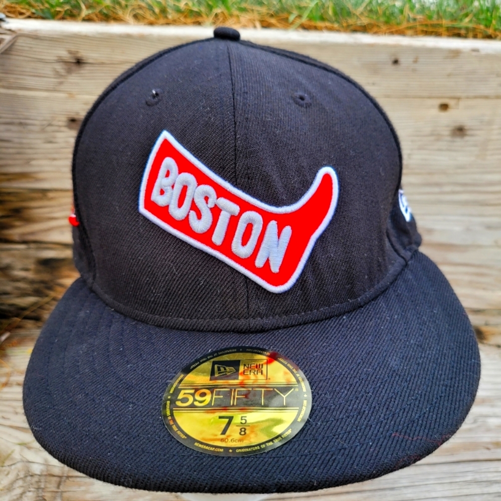 BOSTON RED SOX CHAMPS New Era 59Fifty Fitted MENS sock logo retro size 7 5/8